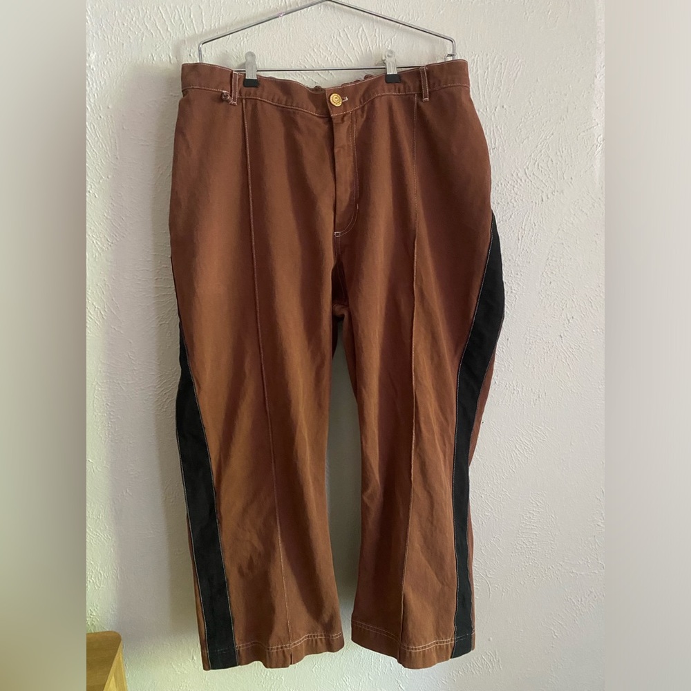 Big Bud Press Western Pants in Light Brown with Black Stripe, Plus Size 1X